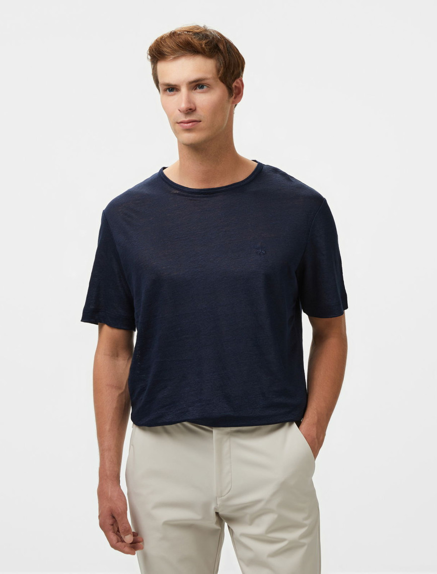 Brooks Brothers %100 Keten Bisiklet Yaka Erkek Lacivert T-Shirt Brooks Brothers %100 Keten Bisiklet Yaka Erkek Lacivert T-Shirt