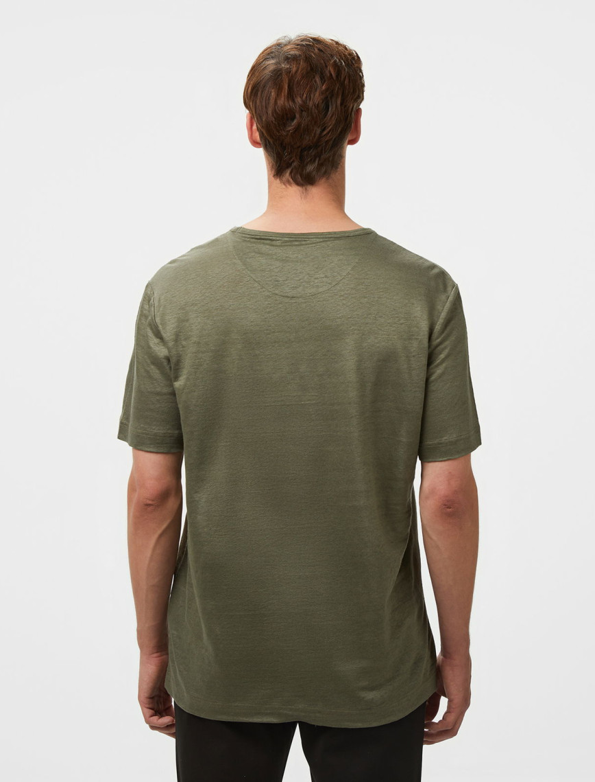 Brooks Brothers %100 Keten Bisiklet Yaka Erkek Haki T-Shirt Brooks Brothers %100 Keten Bisiklet Yaka Erkek Haki T-Shirt