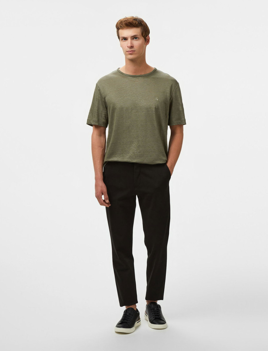 Brooks Brothers %100 Keten Bisiklet Yaka Erkek Haki T-Shirt Brooks Brothers %100 Keten Bisiklet Yaka Erkek Haki T-Shirt