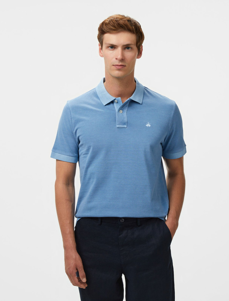 Brooks Brothers Polo Yaka Parça Boya 2 Düğmeli Erkek Mavi T-Shirt Brooks Brothers Polo Yaka Parça Boya 2 Düğmeli Erkek Mavi T-Shirt