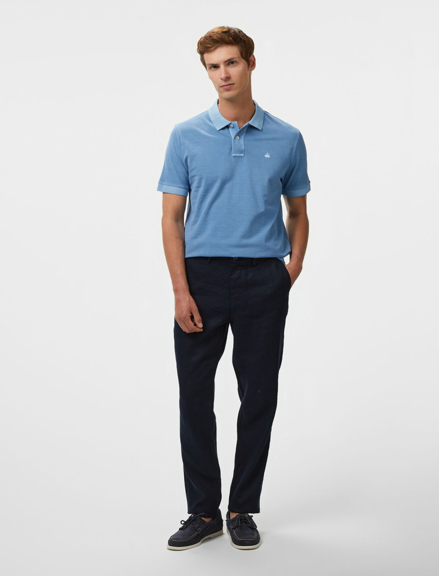 Brooks Brothers Polo Yaka Parça Boya 2 Düğmeli Erkek Mavi T-Shirt Brooks Brothers Polo Yaka Parça Boya 2 Düğmeli Erkek Mavi T-Shirt
