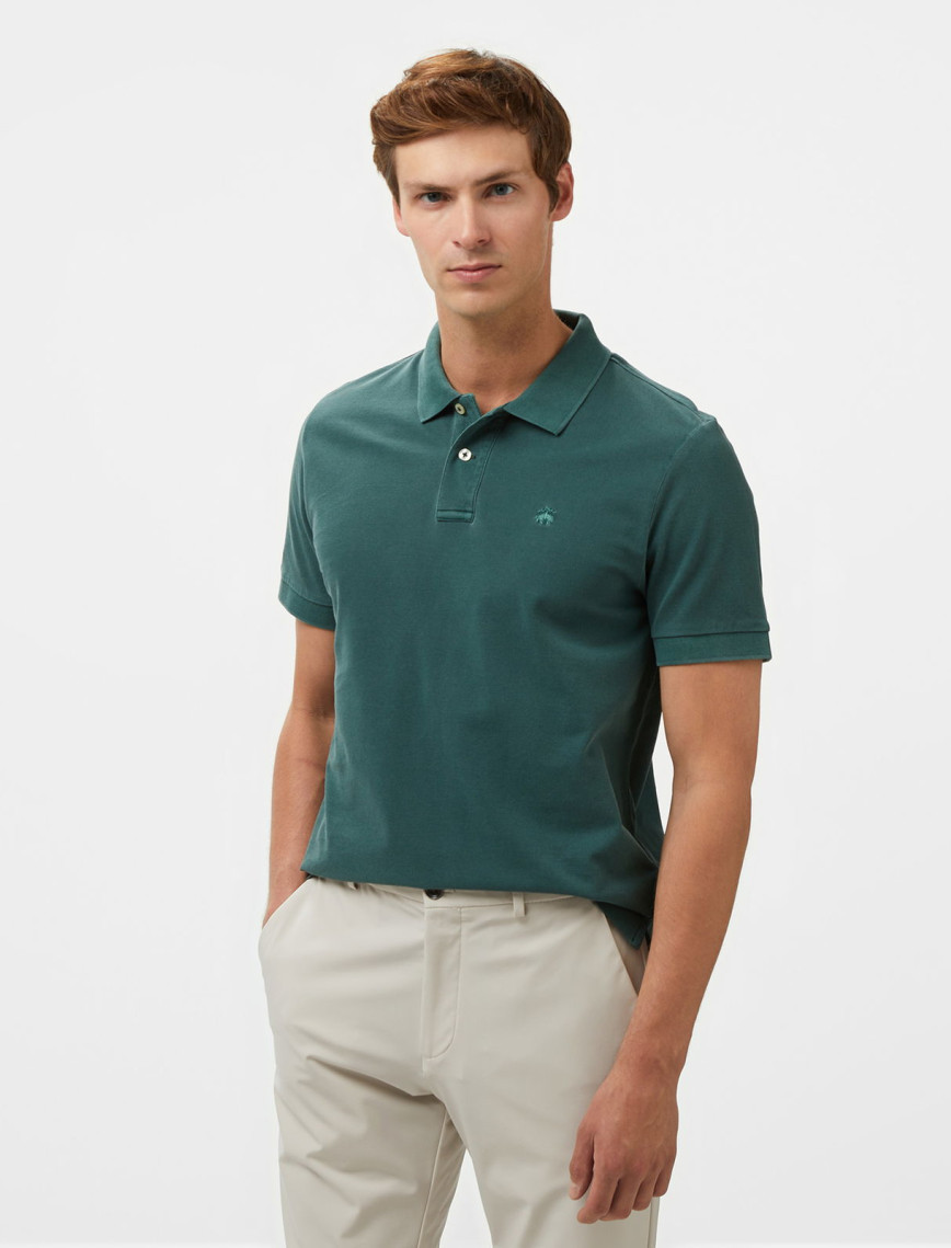 Brooks Brothers Polo Yaka Parça Boya 2 Düğmeli Erkek Mavi T-Shirt Brooks Brothers Polo Yaka Parça Boya 2 Düğmeli Erkek Mavi T-Shirt