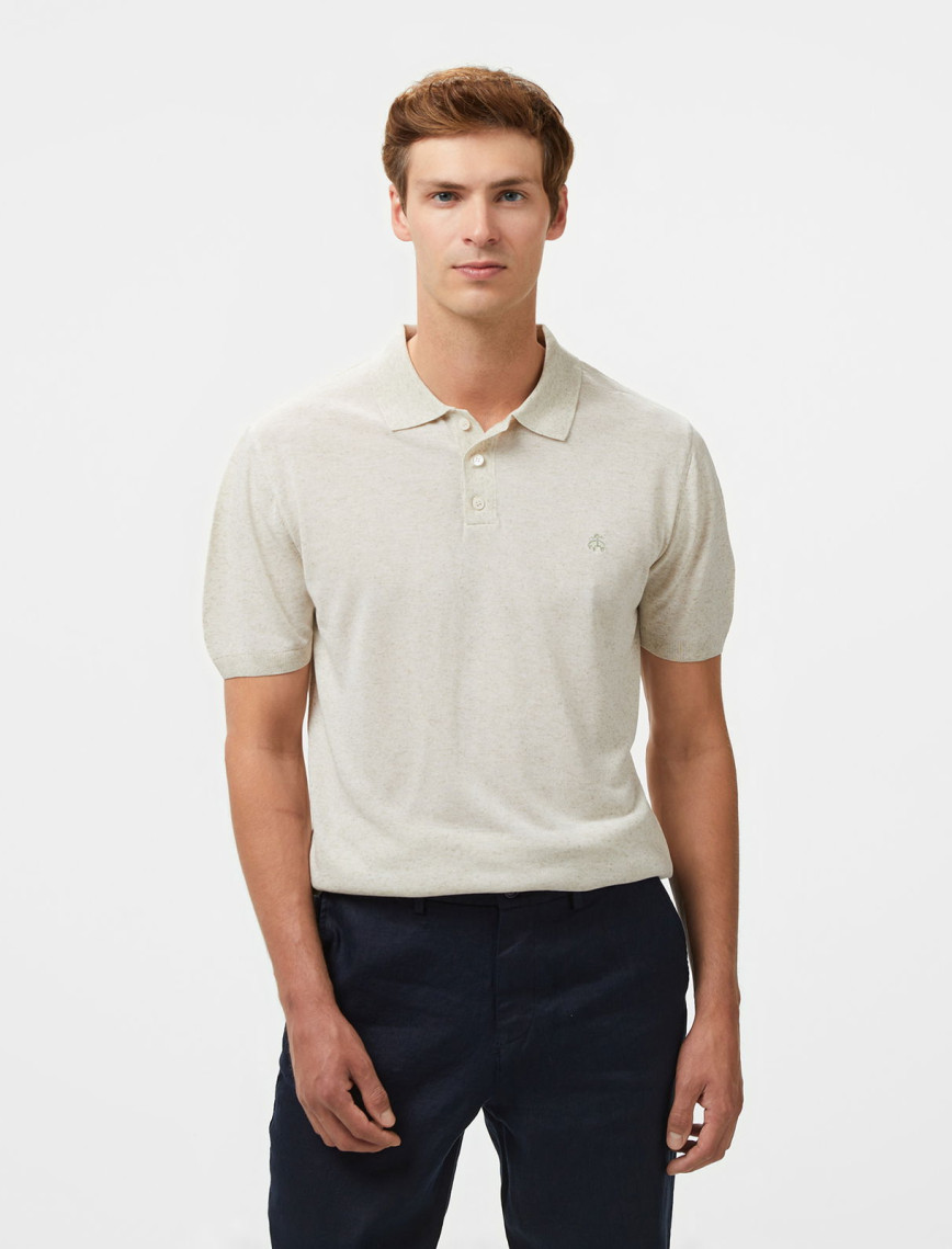 Brooks Brothers Polo Yaka Kısa Kol Keten Karışımlı Erkek Bej Kazak Brooks Brothers Polo Yaka Kısa Kol Keten Karışımlı Erkek Bej Kazak