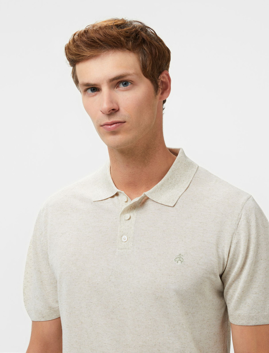 Brooks Brothers Polo Yaka Kısa Kol Keten Karışımlı Erkek Bej Kazak Brooks Brothers Polo Yaka Kısa Kol Keten Karışımlı Erkek Bej Kazak