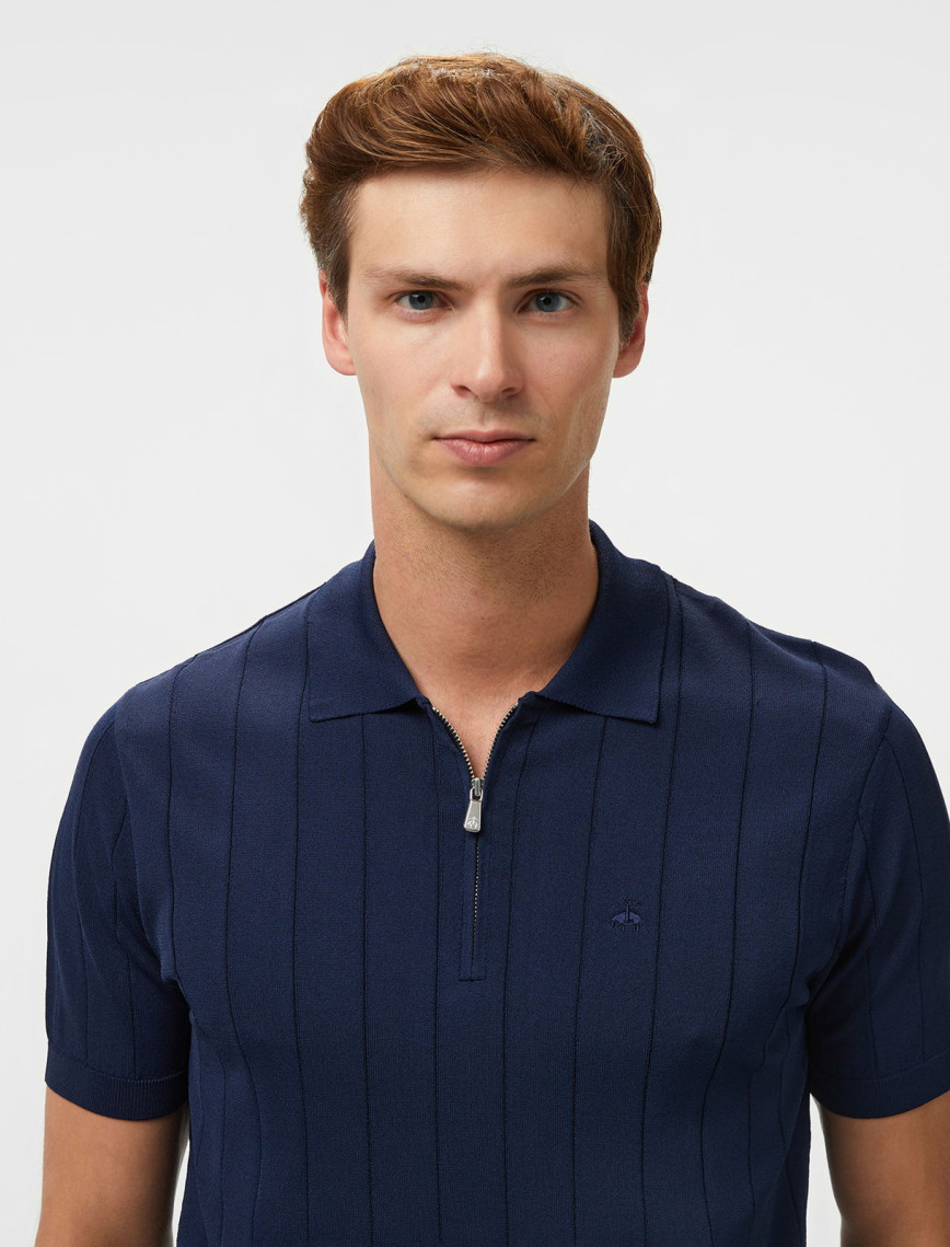 Brooks Brothers Polo Yaka Nervürlü Rayon Kısa Kol Erkek Lacivert Kazak Brooks Brothers Polo Yaka Nervürlü Rayon Kısa Kol Erkek Lacivert Kazak