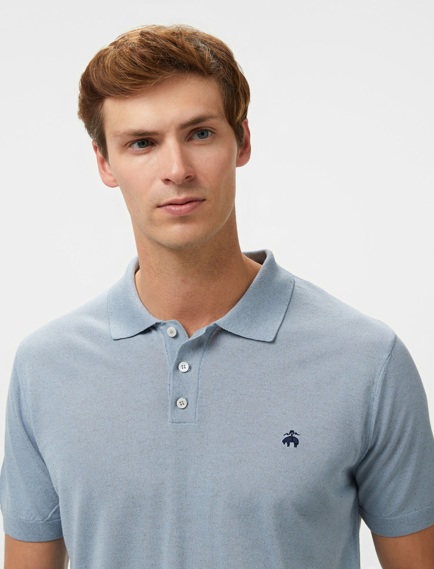Brooks Brothers Polo Yaka Kısa Kol Keten Karışımlı Erkek Mavi Kazak Brooks Brothers Polo Yaka Kısa Kol Keten Karışımlı Erkek Mavi Kazak