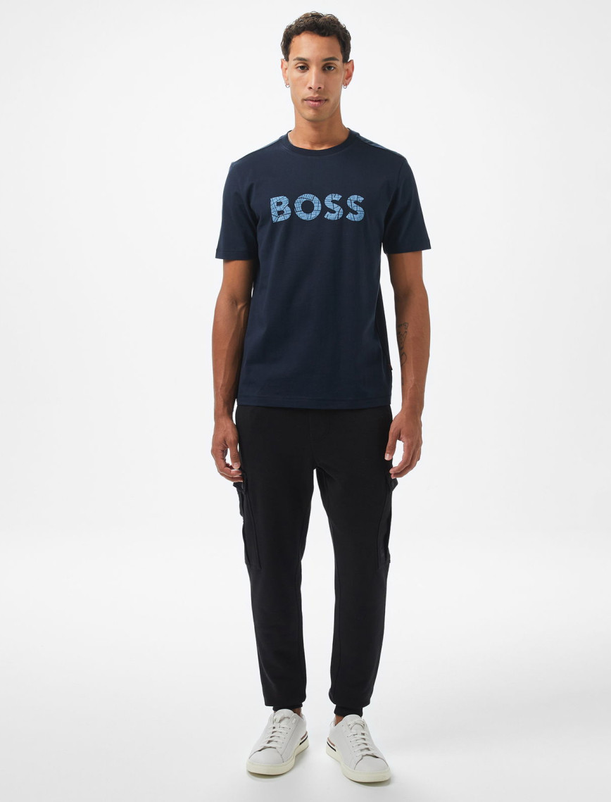 Boss Te Logotexture Erkek Mavi T-Shirt Boss Te Logotexture Erkek Mavi T-Shirt