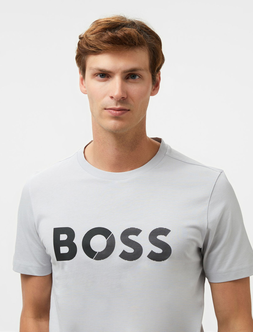 Boss Tee Tape Logo Erkek Gri T-Shirt Boss Tee Tape Logo Erkek Gri T-Shirt