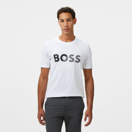 Boss Tee Tape Logo Erkek Beyaz T-Shirt Boss Tee Tape Logo Erkek Beyaz T-Shirt