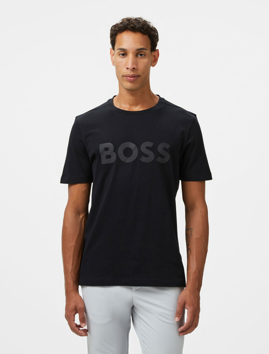 Boss Tee Tape Logo Erkek Siyah T-Shirt Boss Tee Tape Logo Erkek Siyah T-Shirt