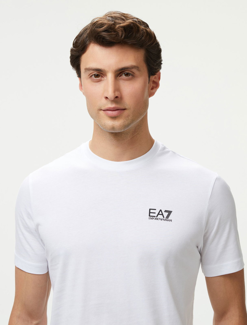 EA7 Erkek Beyaz Bisiklet Yaka T-Shirt EA7 Erkek Beyaz Bisiklet Yaka T-Shirt