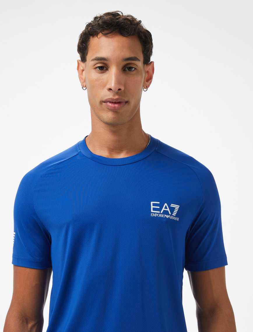 EA7 Erkek Mavi Bisiklet Yaka T-Shirt EA7 Erkek Mavi Bisiklet Yaka T-Shirt