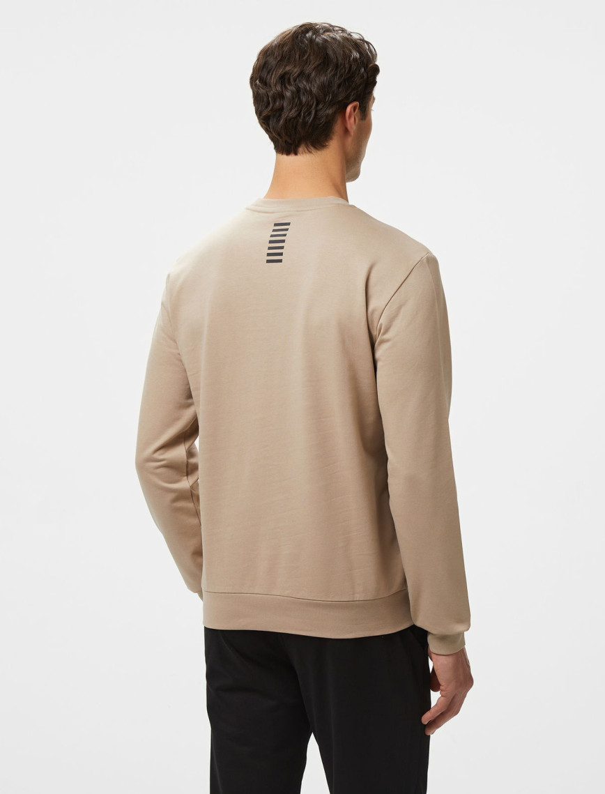 EA7 Erkek Bej Bisiklet Yaka Sweatshirt