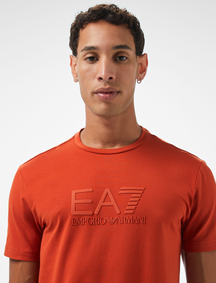 EA7 Erkek Turuncu Bisiklet Yaka T-Shirt