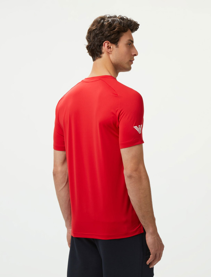 EA7 Erkek Kırmızı Bisiklet Yaka T-Shirt EA7 Erkek Kırmızı Bisiklet Yaka T-Shirt