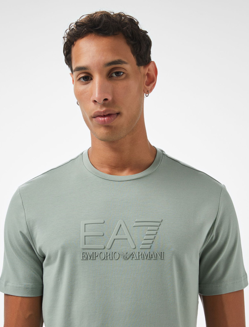 EA7 Erkek Yeşil Bisiklet Yaka T-Shirt