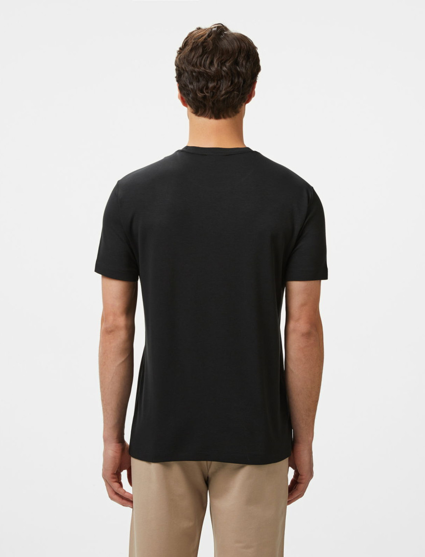 EA7 Erkek Siyah Bisiklet Yaka T-Shirt