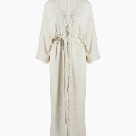 İKİKIZ Bürümcük Kimono Kadın Naturel