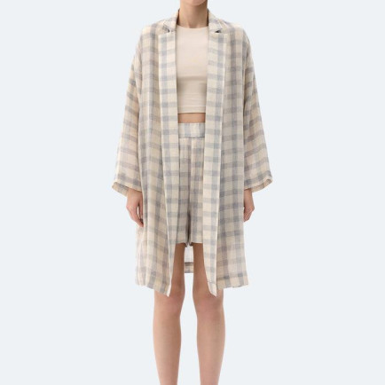 İKİKIZ Gri Ekose Kimono Kadın Renkli