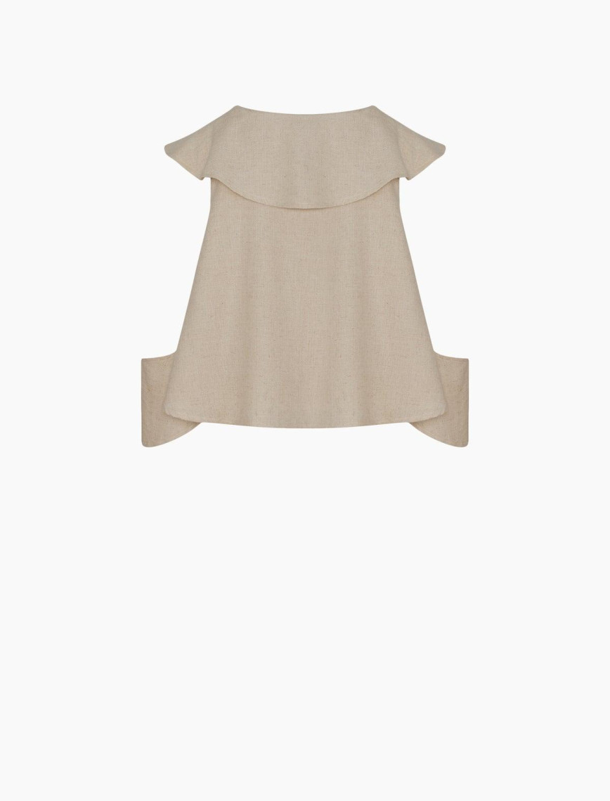 İKİKIZ Keten Fırfırlı Bluz Kadın Naturel İKİKIZ Keten Fırfırlı Bluz Kadın Naturel