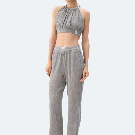 İKİKIZ Gri Crinkle Crop Üst Kadın Gri İKİKIZ Gri Crinkle Crop Üst Kadın Gri