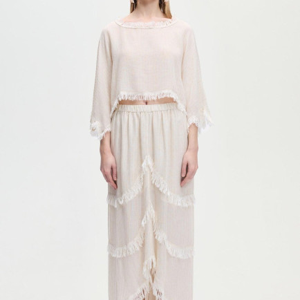 İKİKIZ Crop Bluz Kadın Naturel İKİKIZ Crop Bluz Kadın Naturel