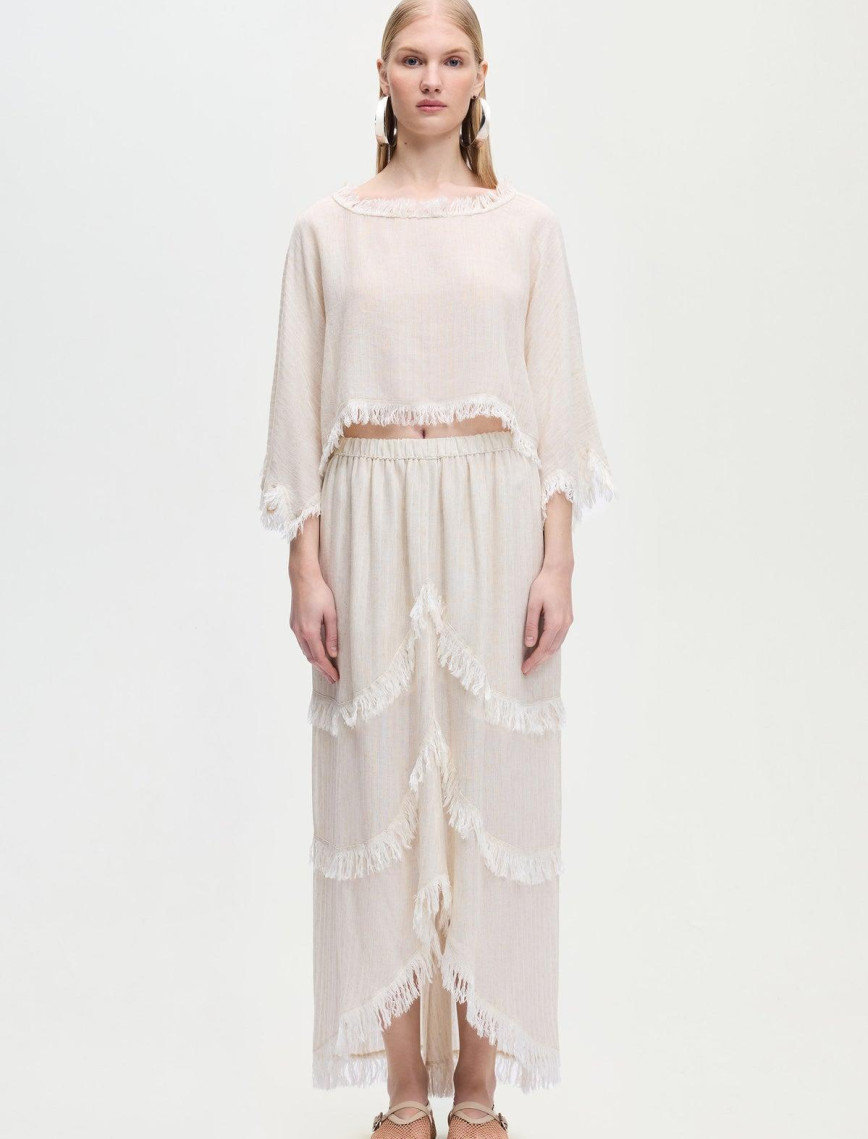 İKİKIZ Crop Bluz Kadın Naturel İKİKIZ Crop Bluz Kadın Naturel