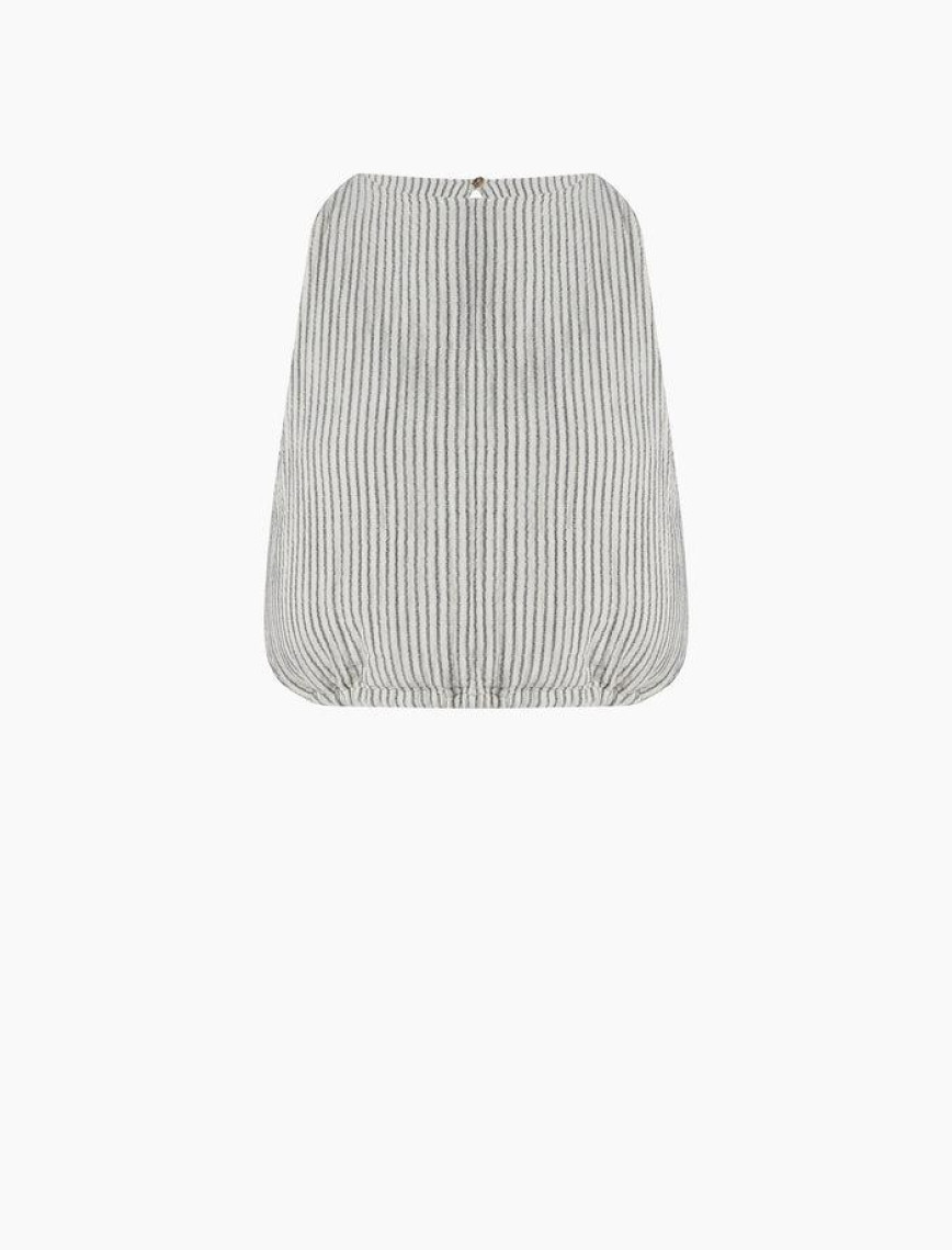 İKİKIZ Crinkle Çizgili Kolsuz Crop Kadın Renkli İKİKIZ Crinkle Çizgili Kolsuz Crop Kadın Renkli