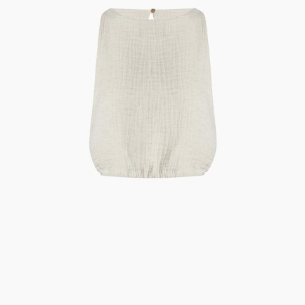 İKİKIZ Crinkle Linen Kolsuz Crop Top Kadın Naturel