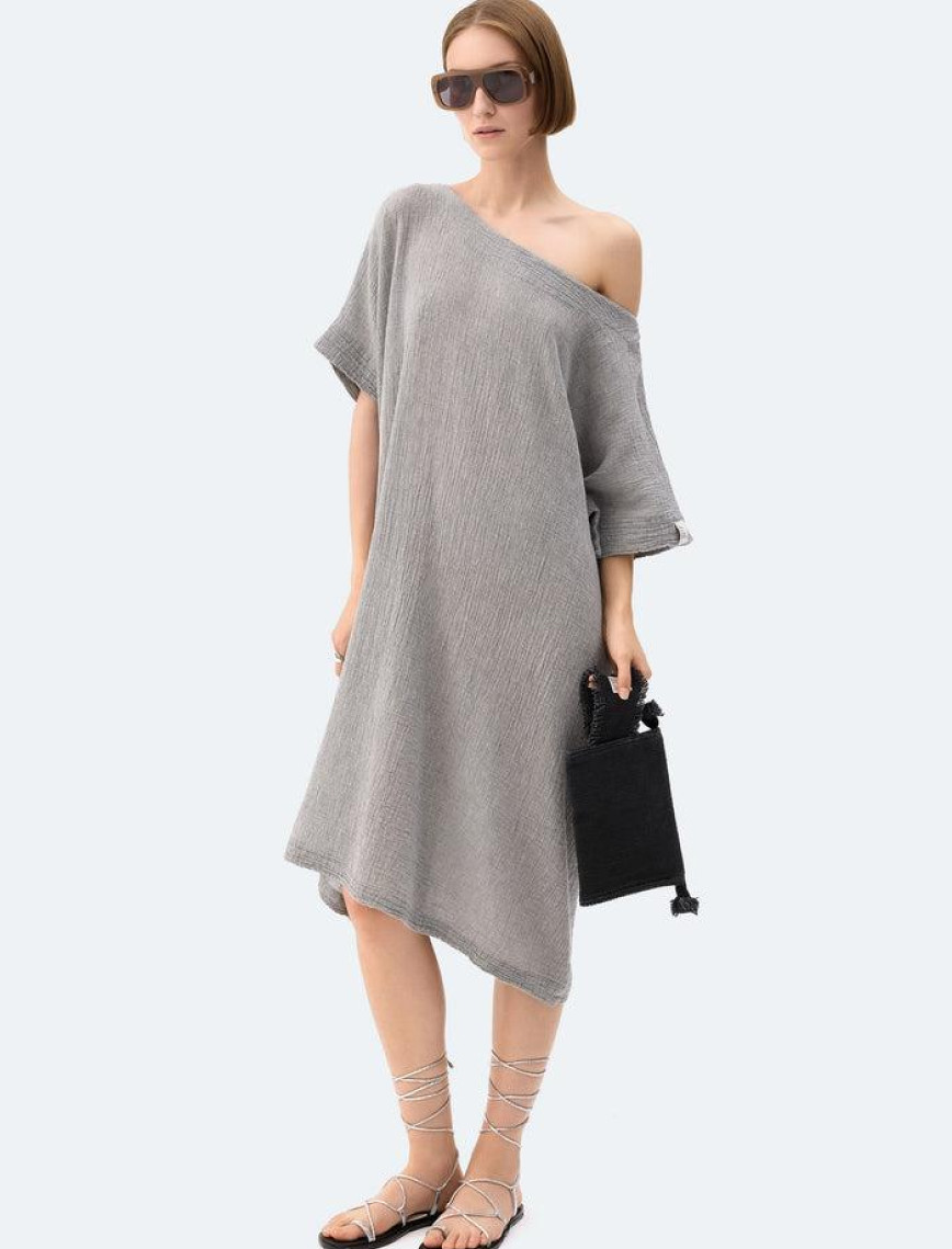 İKİKIZ Gri Crinkle Balon Elbise Kadın Renkli İKİKIZ Gri Crinkle Balon Elbise Kadın Renkli