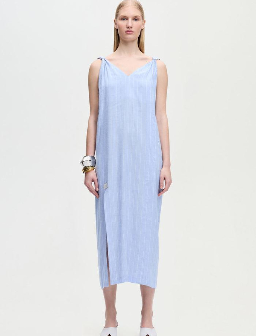 İKİKIZ Keten Karışımlı Çizgili Elbise Kadın Renkli İKİKIZ Keten Karışımlı Çizgili Elbise Kadın Renkli