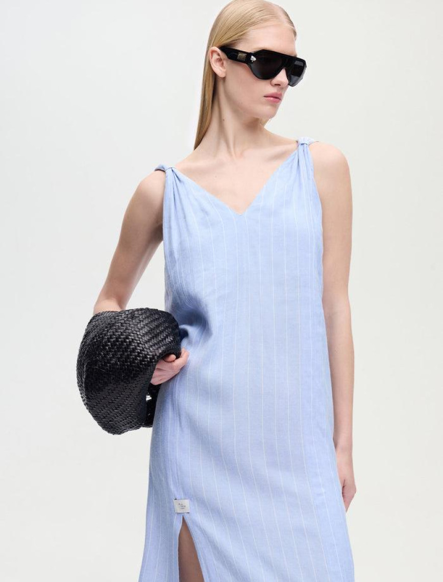 İKİKIZ Keten Karışımlı Çizgili Elbise Kadın Renkli İKİKIZ Keten Karışımlı Çizgili Elbise Kadın Renkli