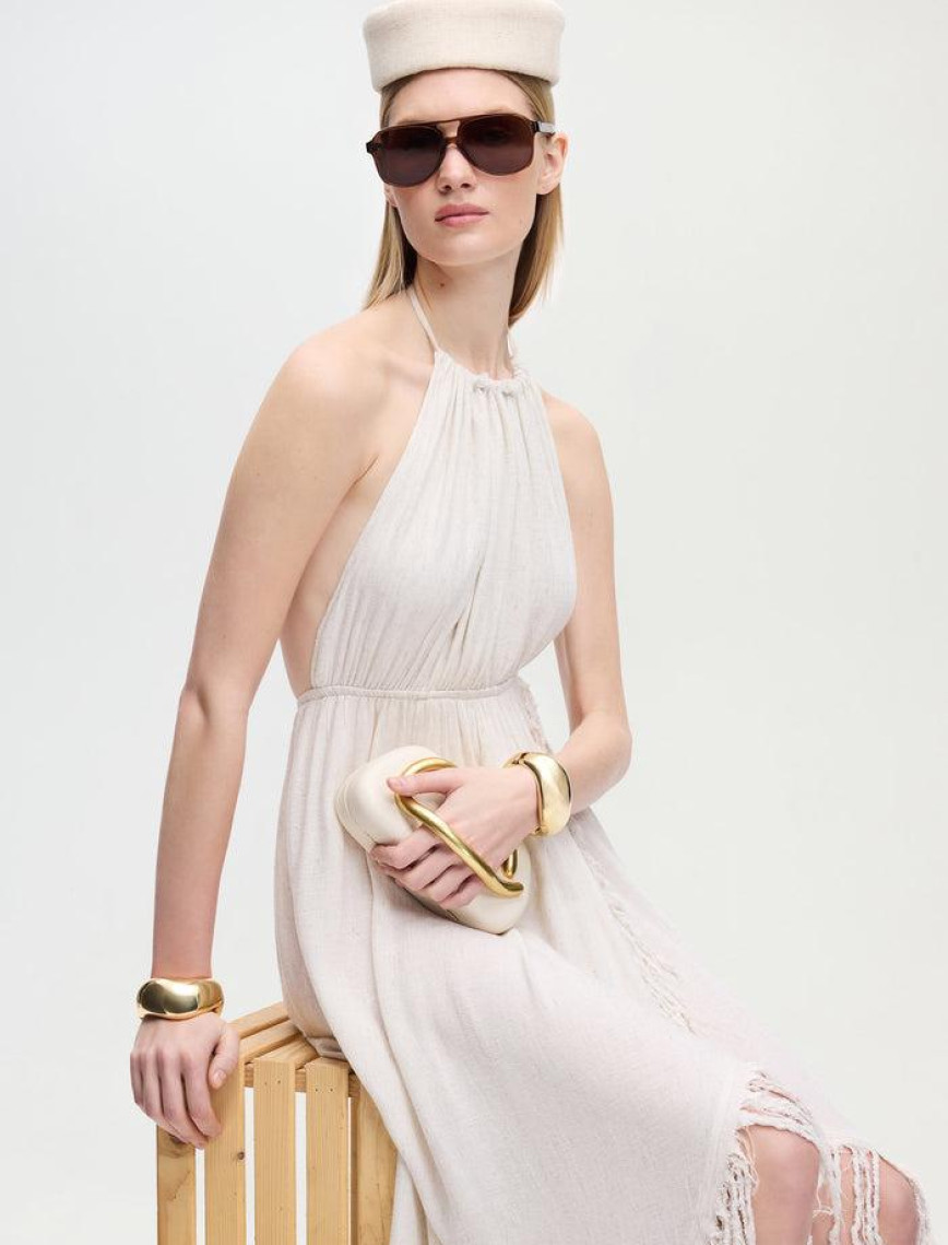 İKİKIZ Kenevir Halter Yaka Elbise Kadın Naturel İKİKIZ Kenevir Halter Yaka Elbise Kadın Naturel