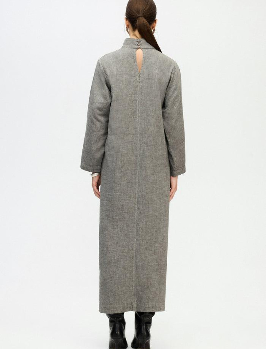 İKİKIZ Gri Boğazlı Elbise Kadın Renkli