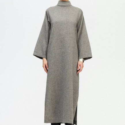 İKİKIZ Gri Boğazlı Elbise Kadın Renkli