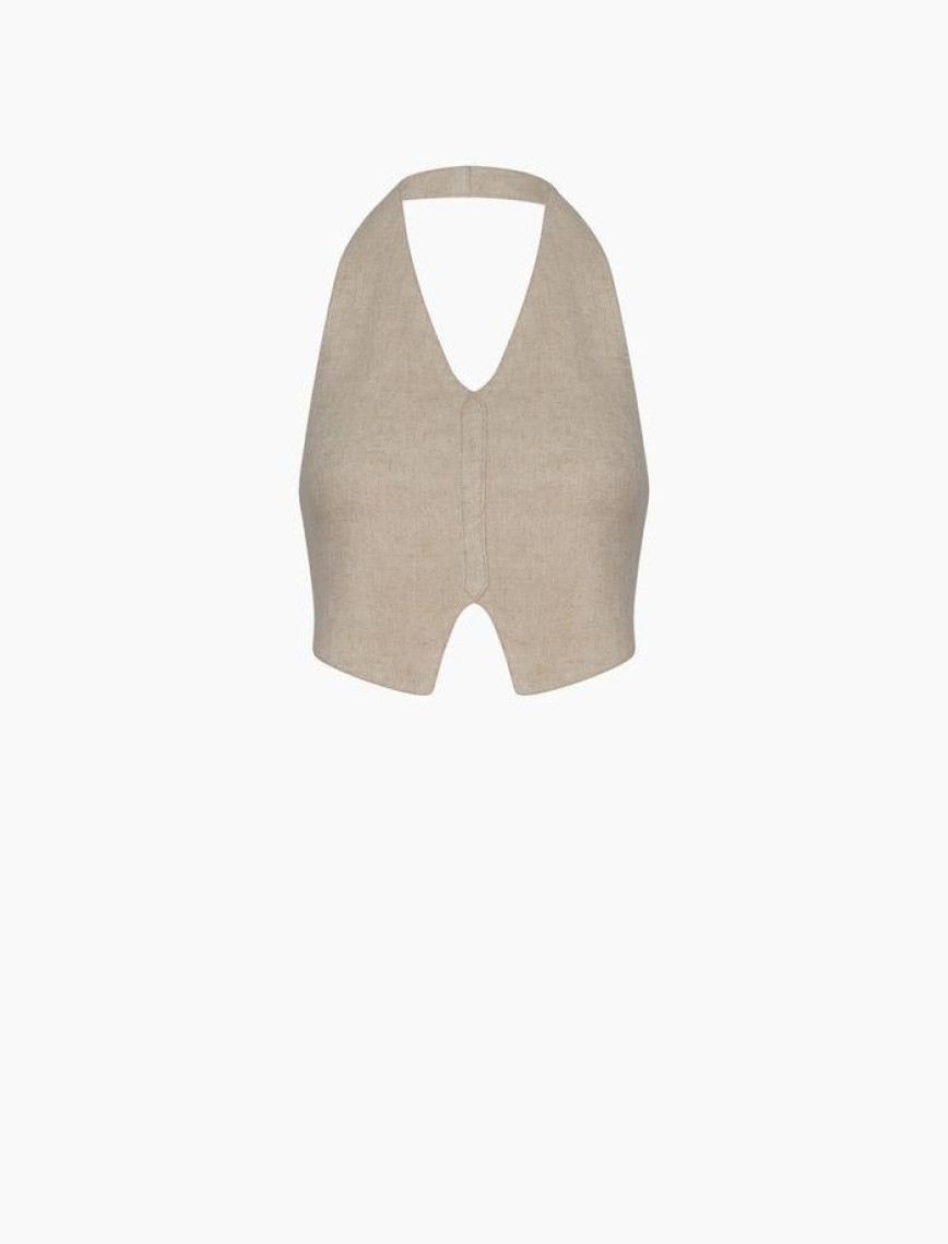 İKİKIZ Keten Naturel Yelek Kadın Naturel İKİKIZ Keten Naturel Yelek Kadın Naturel