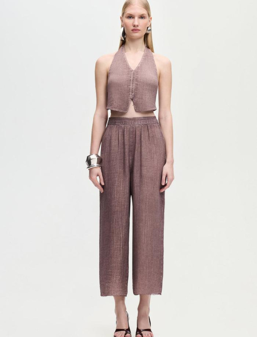 İKİKIZ Keten Kahverengi Yelek Kadın Renkli İKİKIZ Keten Kahverengi Yelek Kadın Renkli