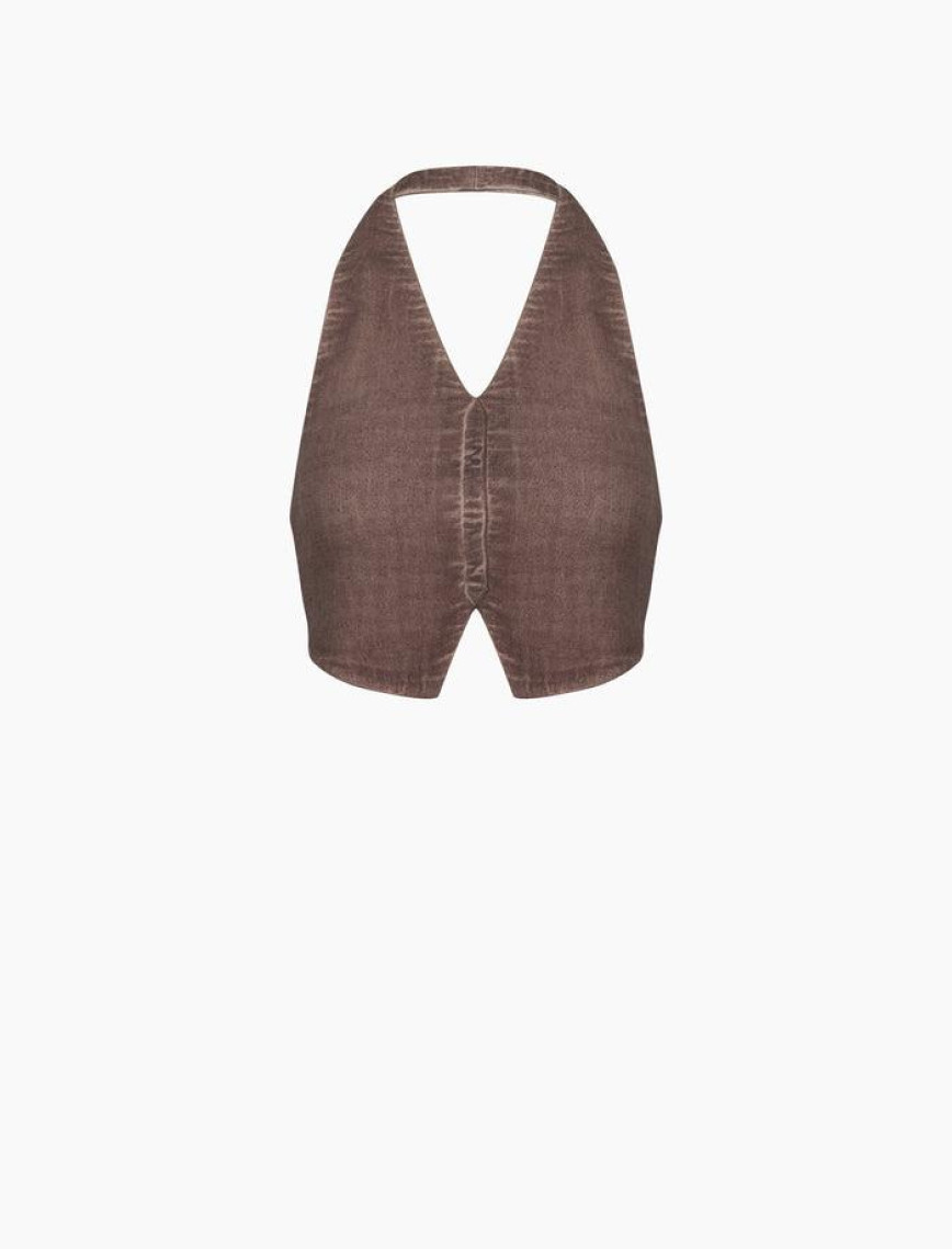 İKİKIZ Keten Kahverengi Yelek Kadın Renkli İKİKIZ Keten Kahverengi Yelek Kadın Renkli