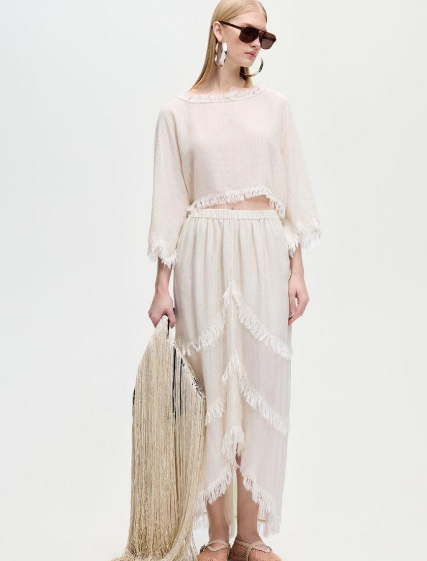 İKİKIZ Asimetrik Etek Kadın Naturel İKİKIZ Asimetrik Etek Kadın Naturel