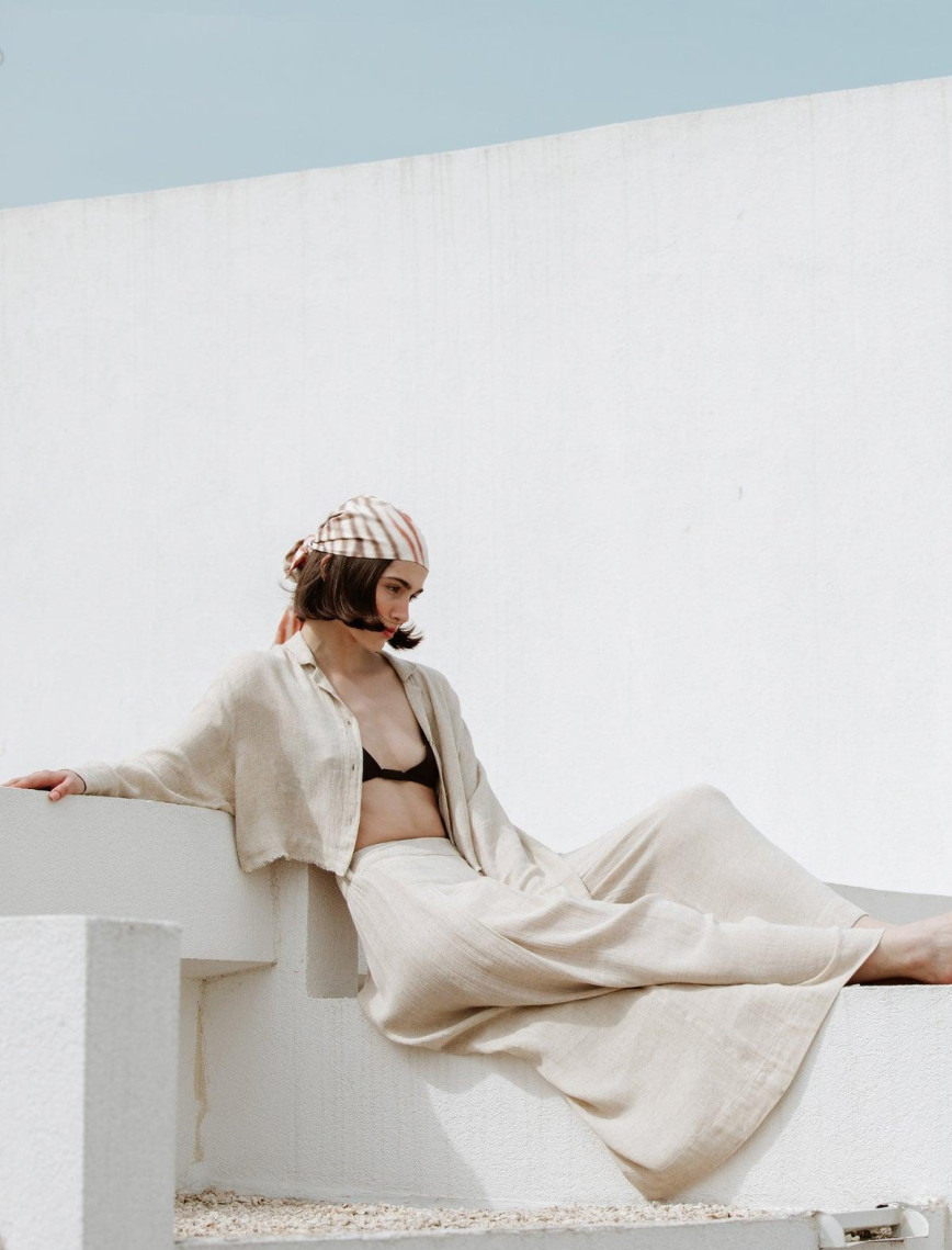 İKİKIZ Keten Crop Gömlek Kadın Naturel İKİKIZ Keten Crop Gömlek Kadın Naturel