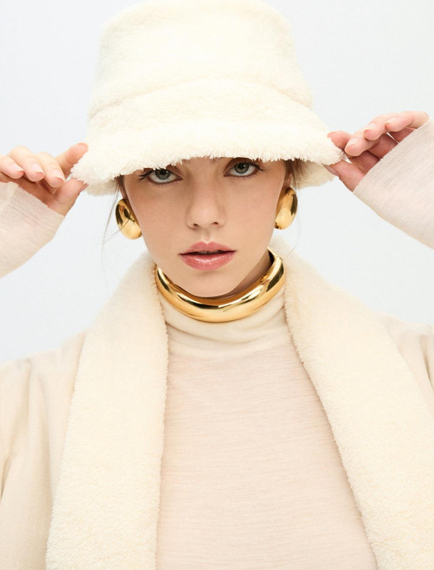 İKİKIZ Peluş Şapka Kadın Bej İKİKIZ Peluş Şapka Kadın Bej