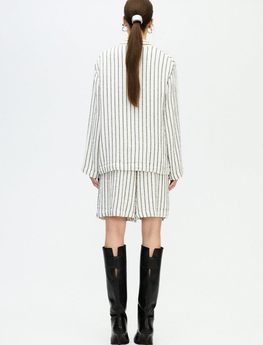 İKİKIZ Çizgili Şort Kadın Lacivert İKİKIZ Çizgili Şort Kadın Lacivert