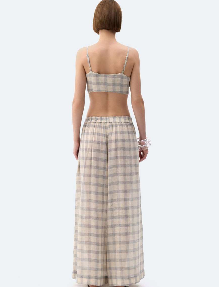 İKİKIZ Gri Ekose Pantolon Kadın Renkli İKİKIZ Gri Ekose Pantolon Kadın Renkli