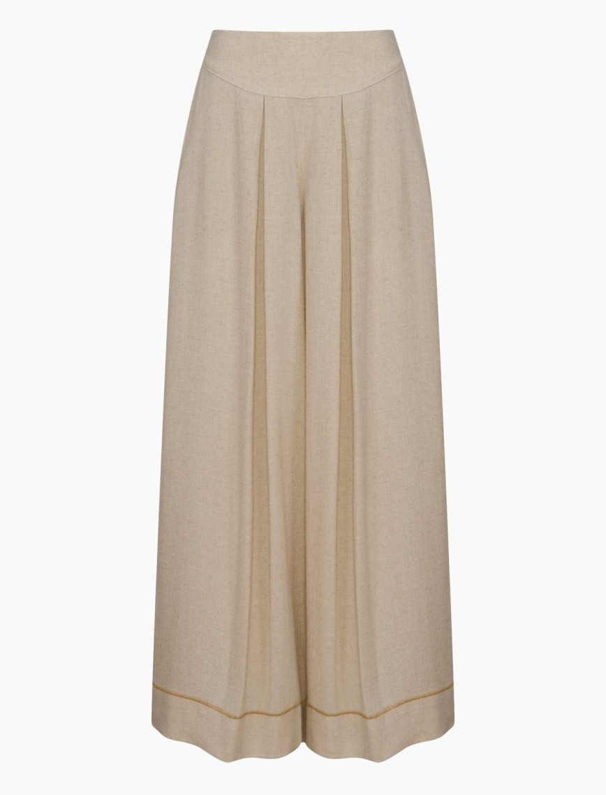 İKİKIZ Keten Palazzo Pantolon Kadın Naturel İKİKIZ Keten Palazzo Pantolon Kadın Naturel