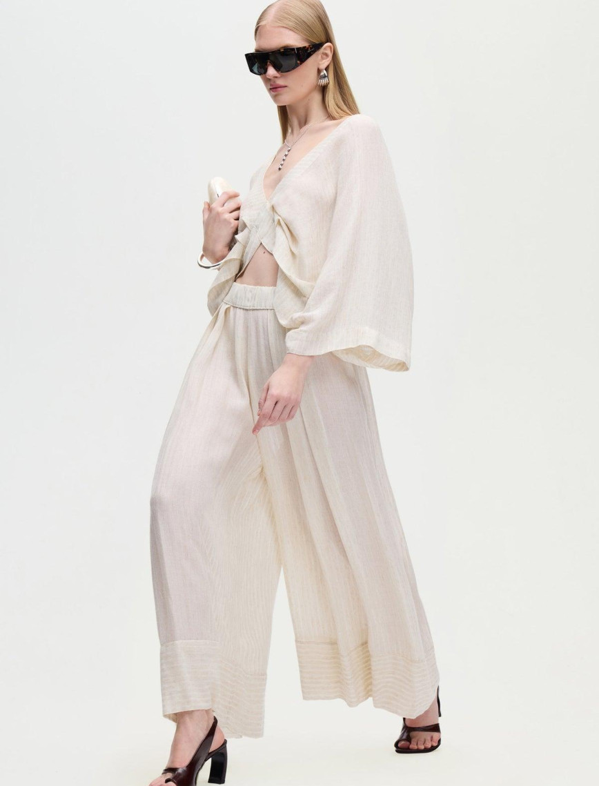 İKİKIZ Pileli Pantolon Kadın Naturel İKİKIZ Pileli Pantolon Kadın Naturel