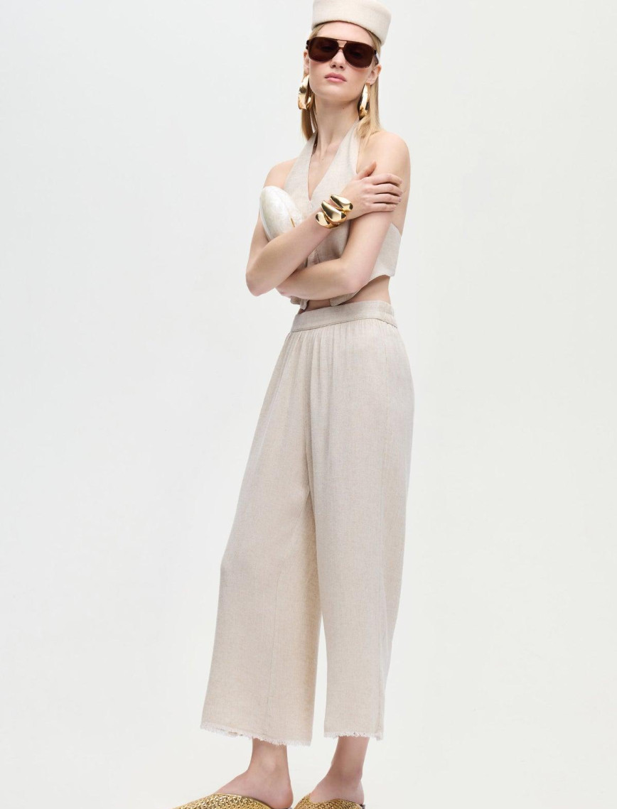 İKİKIZ Keten Pantolon Kadın Naturel İKİKIZ Keten Pantolon Kadın Naturel