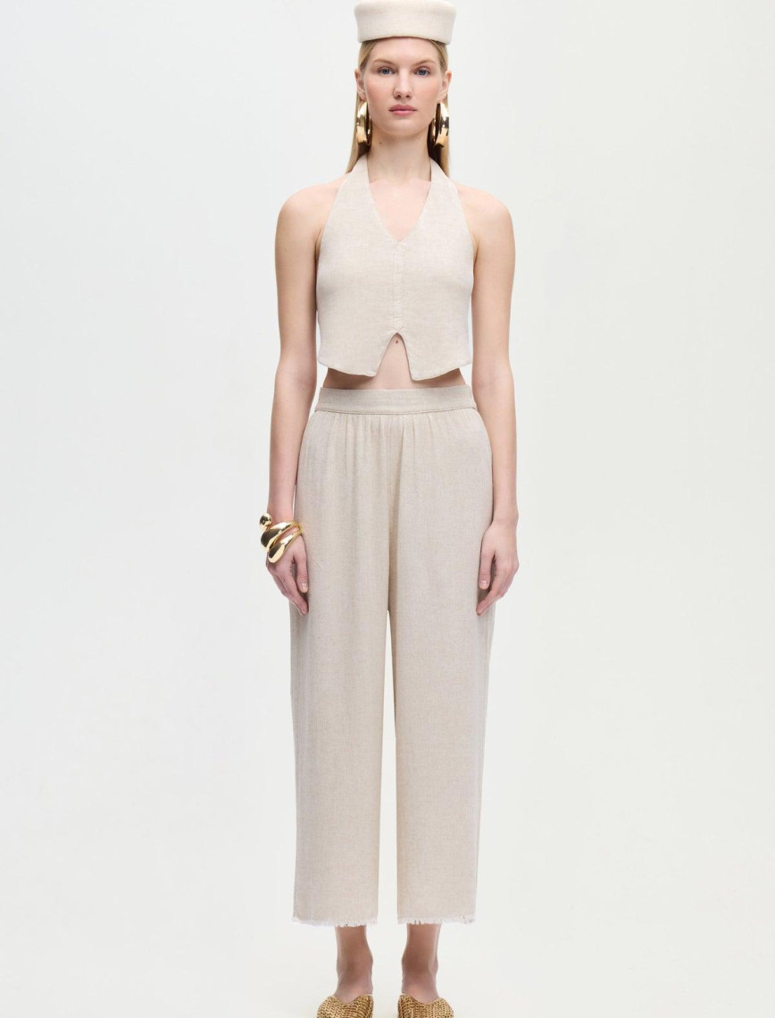 İKİKIZ Keten Pantolon Kadın Naturel İKİKIZ Keten Pantolon Kadın Naturel