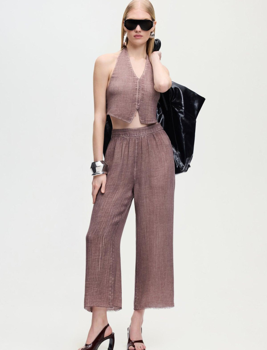 İKİKIZ Keten Pantolon Kadın Kahverengi İKİKIZ Keten Pantolon Kadın Kahverengi