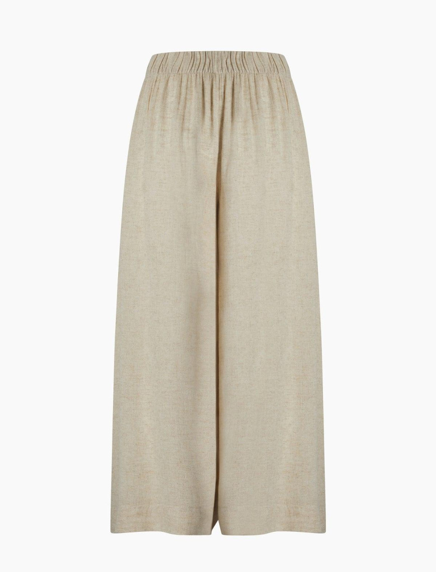 İKİKIZ Keten Pileli Palazzo Pantolon Kadın Naturel İKİKIZ Keten Pileli Palazzo Pantolon Kadın Naturel