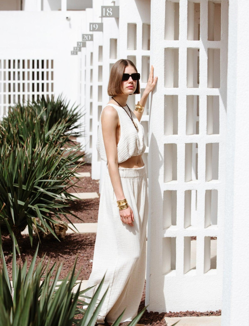 İKİKIZ Crinkle Palazzo Pantolon Kadın Naturel İKİKIZ Crinkle Palazzo Pantolon Kadın Naturel